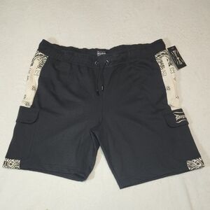 Men's Black and Cream Cargo Shorts